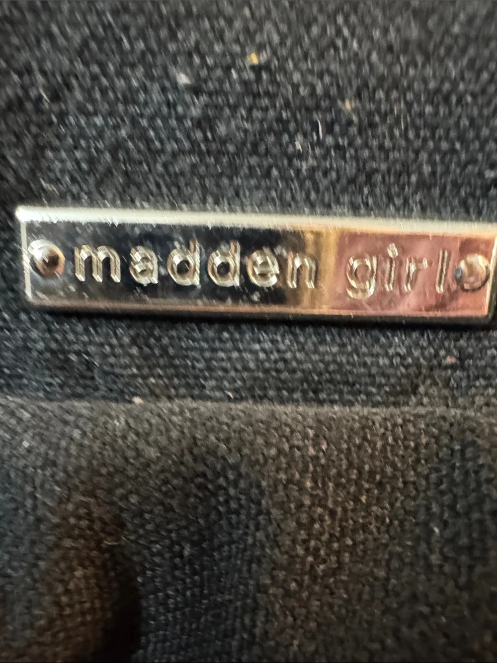 Madden Girl Black Canvas Drawstring Backpack with Front Zip Pocket